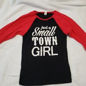 Red and Black Women's Raglan Shirt